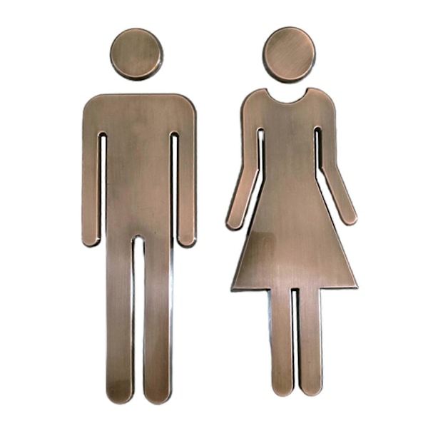 2 st Toalettsymboler Självhäftande Badrumsskyltar Toalettdörrskylt För Hotell, Kontor, Hem WC-Plack Bronze