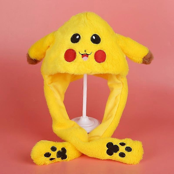 Plush Kaninørehat med Bevægelige Ører - Sød og Blød Kaninhat til Piger No Light Pikachu Hat