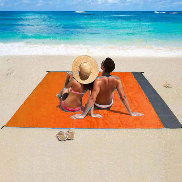 Strandtæppe, Sandproof Strandmåtte, Picnictæpper Vandtæt Sandproof til 4-7 Voksne, Overdimensioneret Letvægts Strand