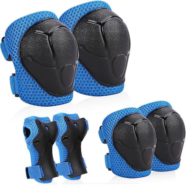 Kids Protective Gear, Knee Pads Elbow Pads with Wrist Guard for Skateboarding Skating Cycling Bikingblue