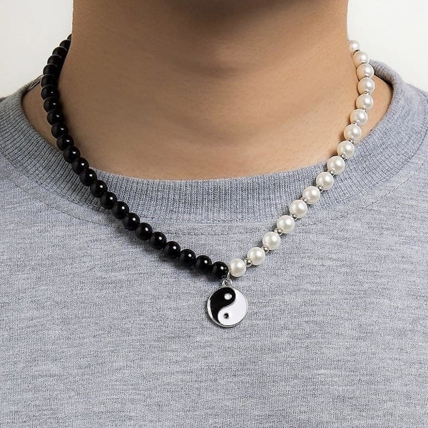 Goth Yin Yang -helminauha miehille ja naisille, mustavalkoiset helmet