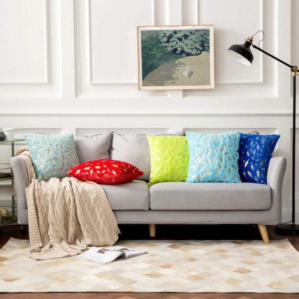 2-pack soffkuddeöverdrag (grön) 43x43 gyllene kvadratiska örngott