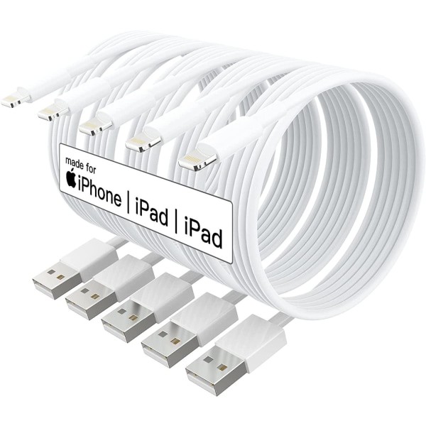 5X Lightning USB -kaapeli Applelle iPhoneen, iPadiin 1m Valkoinen