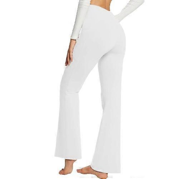Naisten Crossover-leveälahkeiset leggingsit, korkeavyötäröiset jooga-urheiluhousut White XL