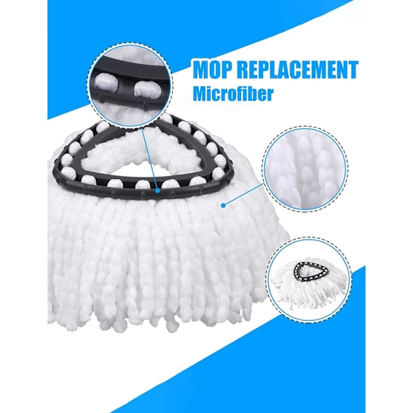5 kpl Mop-päänsuojia, Spin Mop -päänsuojan vaihto, yhteensopiva Vileda Triangle Swivel -mopien kanssa, mikrokuituinen pyörivä mop-täyttö