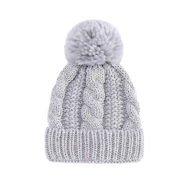 Stickad Vintermössa för Barn, Stickad Babymössa Barn Stickade Mössor U Grey