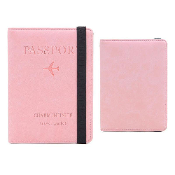 RFID-skyddad reseplånbok passfodral Rosa 2-pack