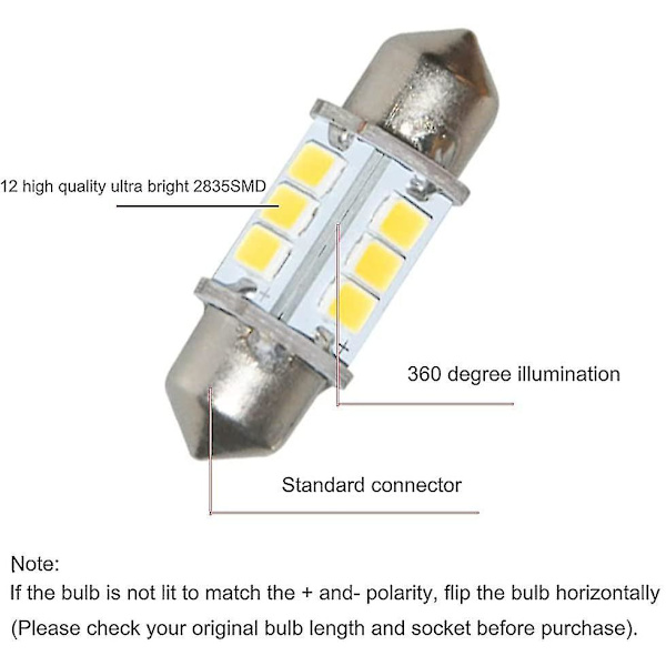 Marine LED udskiftnings pære Bådslys Pærer Super Lys 12 Volt 32 Mm Pærer Til Bådsnavigation Lys Båd A
