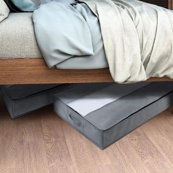 Pakk oppbevaringsorganer under sengen med håndtak med høy tetthet og 1 klart vindu, robust Oxford-stoffoppbevaring, grå Lihjt