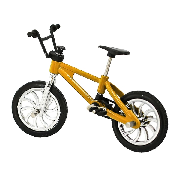 Miniatyyri maastopyörän polkupyörämalli, ulkona käytettävä nukkekotitarvike Lasten tee-se-itse-lelu Yellow