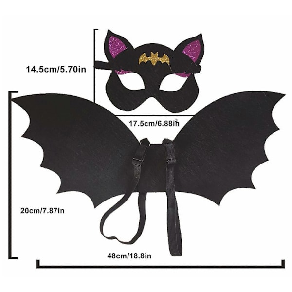 Barnens Bat Wings Cape Tillbehör För Vampyr Häxa Kostym Cosplay Mask Set blue L