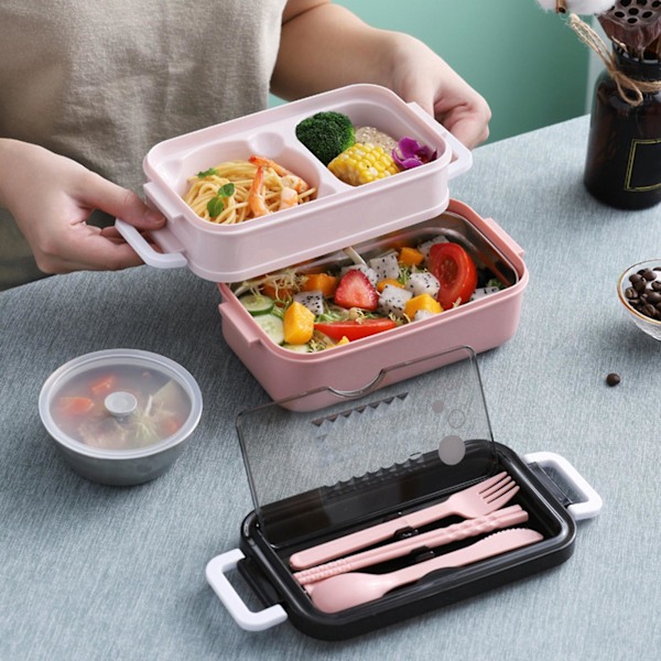 Lounasrasia Lusikoilla, Suuri Kapasiteetti, Vuotamaton, Helppo Puhdistaa, Bento Ruokalaatikko Kotiin, Toimistoon, Kouluun KAESI Blue