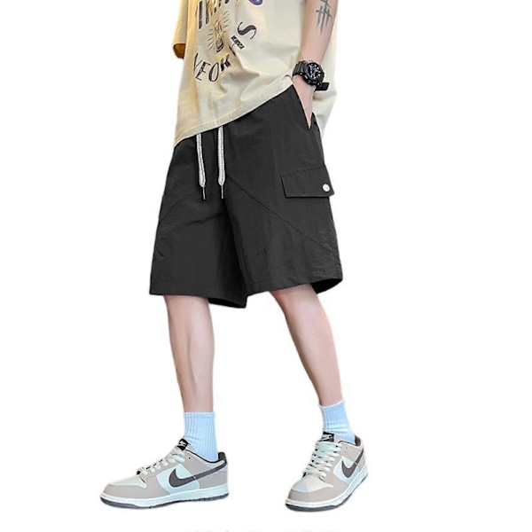 2024 nya stora cargoshorts herr sommar tunna trendiga lösa sportiga fritidsbyxor K51 Black 4XL