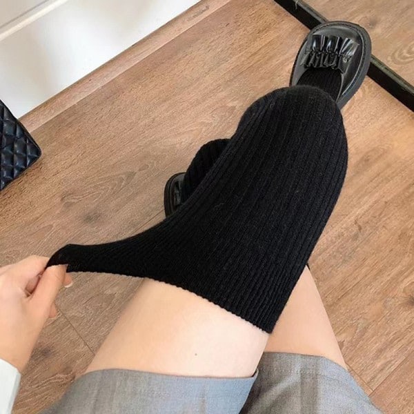 1 Par Nya Dam Vinter Varma Tjocka Termiska Höga Strumpor Casu Gray