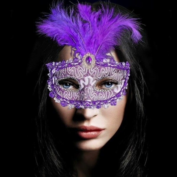 Venetianska masker Halv ansiktsmask Blå blå