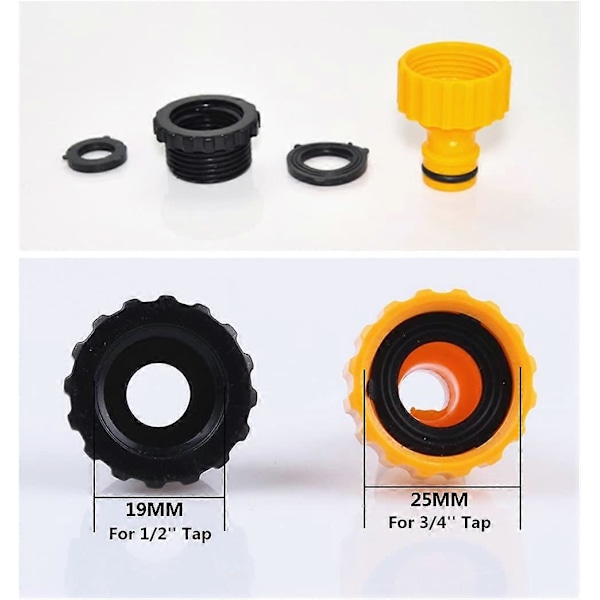 Plastik 3/4'' og 1/2'' BSP 2i1 Slangehane Tud Gevind Flow Hane Konnektor Gevind Hane Adapter