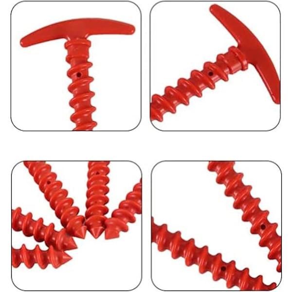 Teltplugger for camping, bakkespyd hageplugger kraftige teltplugger nylon teltplugger for strand sand gjørmete land gressmark 10 stk rød
