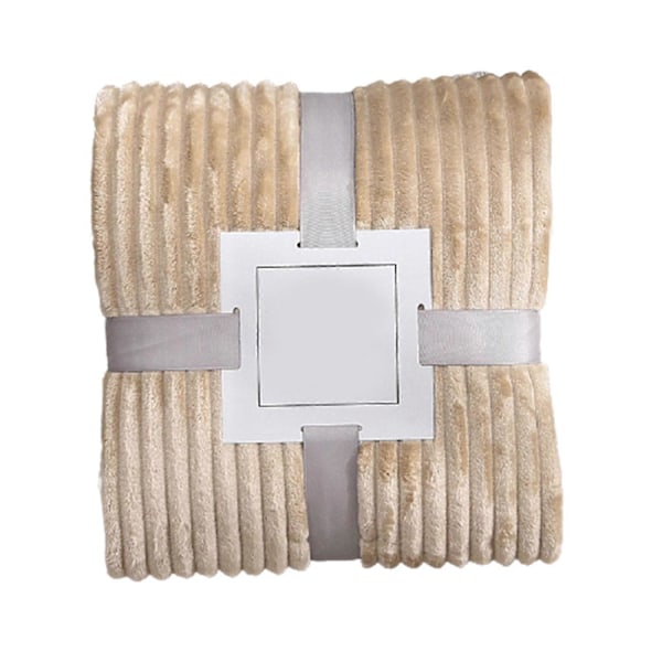 Stort Flanell Fleece Tæppe 100x150cm Polyester Blødt Behageligt Let Luksus Sengetæppe til Khaki