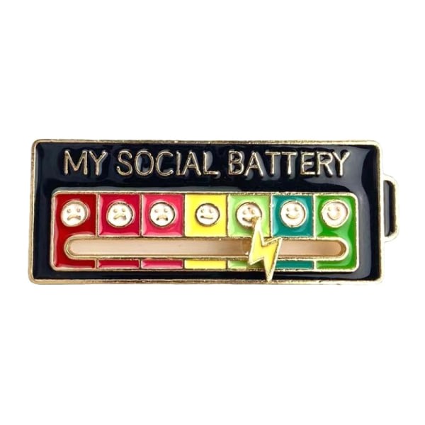 My Social Battery Enamel Brooch Funny New Emotional Expression