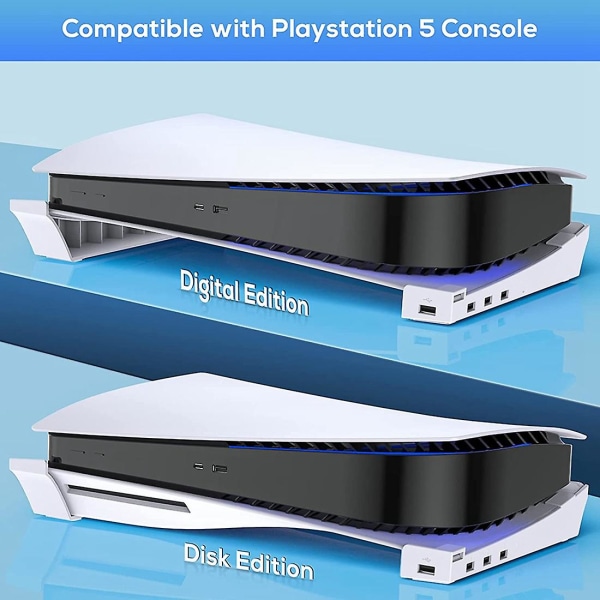 Horisontellt stativ för PS5 med 4 USB förlängningar, hållare för skåpkonsol, för Playstation 5 Di