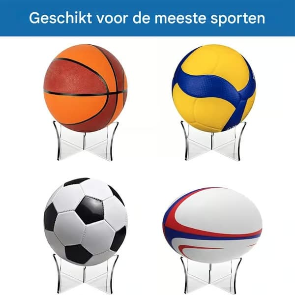 Akryl Transparent Boldholder - Klar - Akryl Boldstativ - Rugby Display Rack - Holdbart Basketballstativ - Samlerobjekt Bold Display - 2-delt Sæt