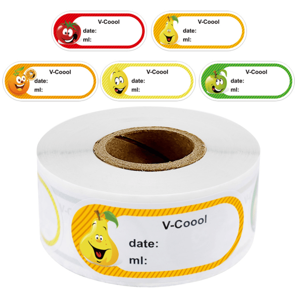 250pcs/roll Home Kitchen Food Labeling Date Sticker Label for DIY Handmade Drink Bottles 5 Designs with Cute Cartoon Fruits Betterlifefg