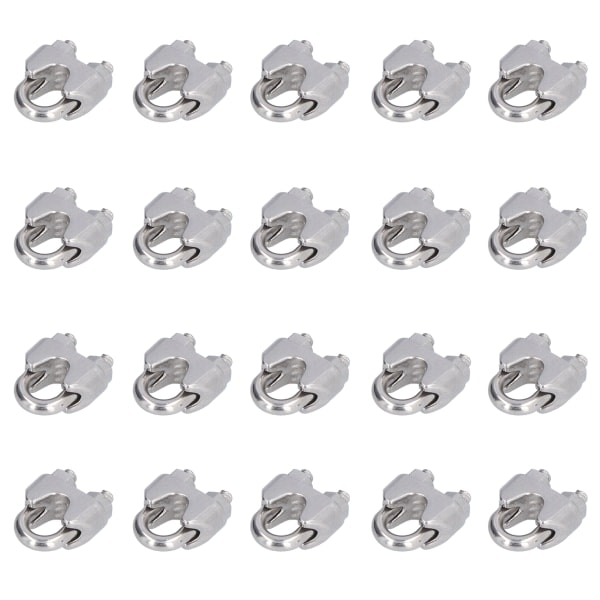 20 stk rustfritt stål wire klemme maskinvare rigging kabel klemme lås klemme festemidler M8(8mm)