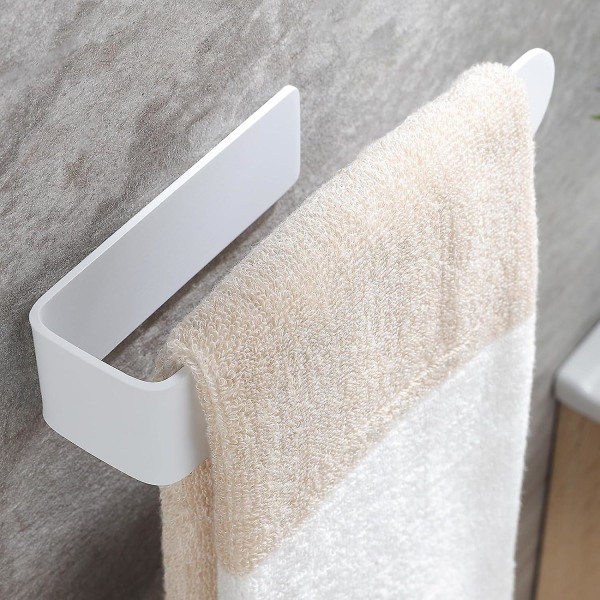 Valkoinen pyyheteline, itseliimautuva käsipyyhepidike pyyherengas, ruostumattomasta teräksestä valmistettu pyyhetanko kylpyhuoneen tai keittiön seinään