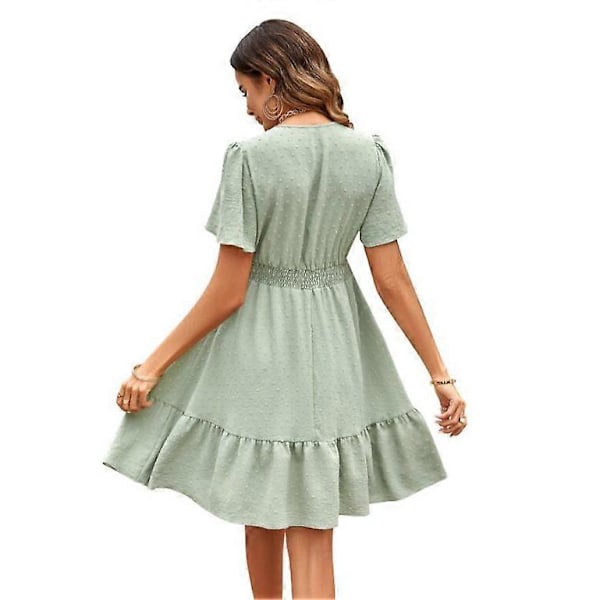 Dame V-hals Kjoler Rynket Flæsekjole light green S
