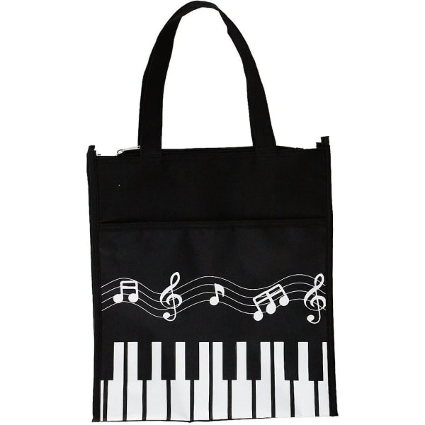 Keyboard Piano Musikk Melodi Nylon Tote Lekseveske Stoffpose Musikk Gave Svart1stk