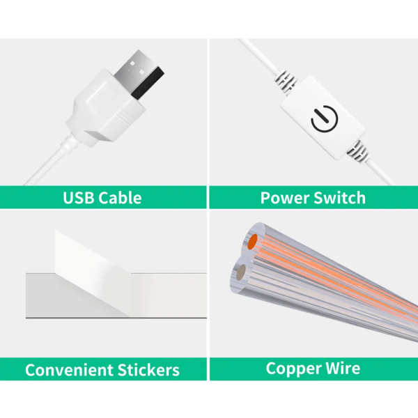 14 stk LED-speil lys dimbar berøring kontroll speil lys bad speil lys med USB-kabel LED-stripe lys speil