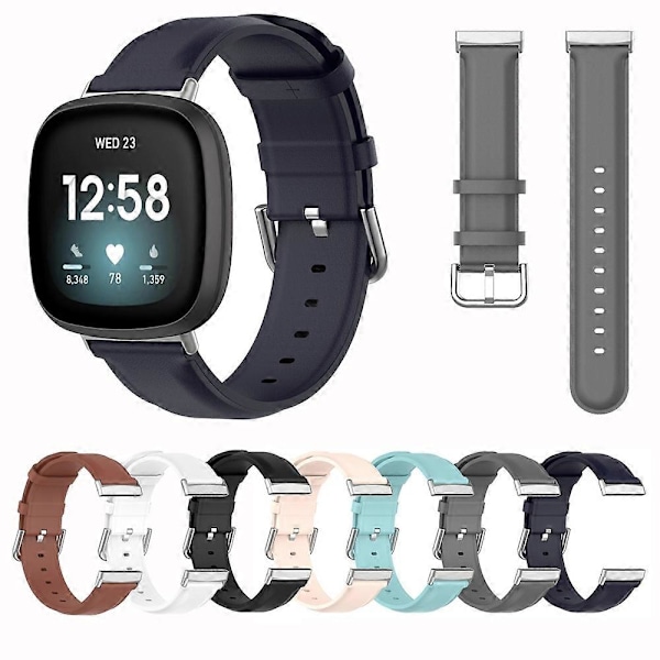 Nahkainen kellon ranneke Fitbit Versa 3 / Sense -kelloon Light Pink