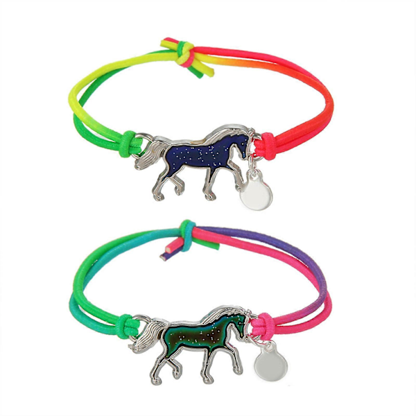 Heste Armbånd, Humør Armbånd med Anheng for Barn, Fargeskiftende, Barne Armbånd i Lyse Regnbuefarger for Bursdagsfestgaver shell