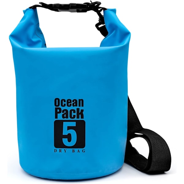 Vanntett tørrsekk 5L med skulderstropp, tørr kompresjonssekk holder tørr og ren for fotturer, camping, svømming, båtliv