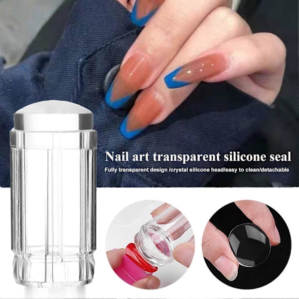 Negle Stempler Avtakbar Kunstverk Laging med Skrape Silikon Tetning Negle Stempling Utskriftstips Verktøy for Manikyr QinHai Translucent White