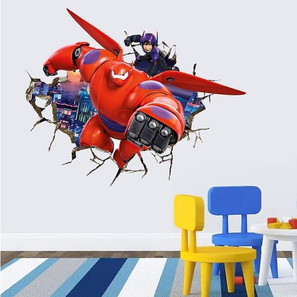 3d Breaking Wall Big Hero Baymax Wall Sticker For Room Decoration