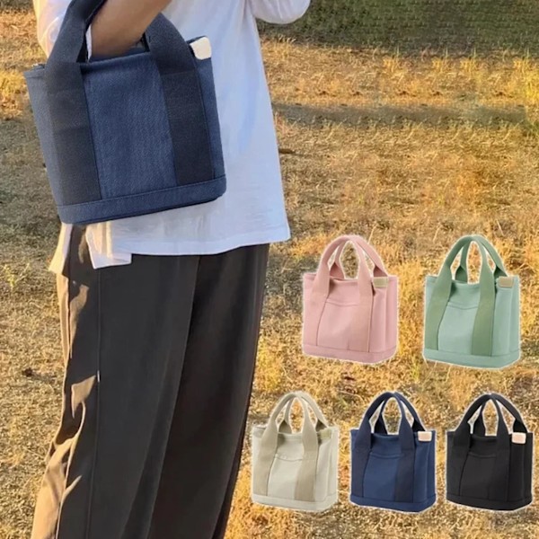 Canvasväska för damer, canvas handväska med flera innerfickor och dragkedja Khaki