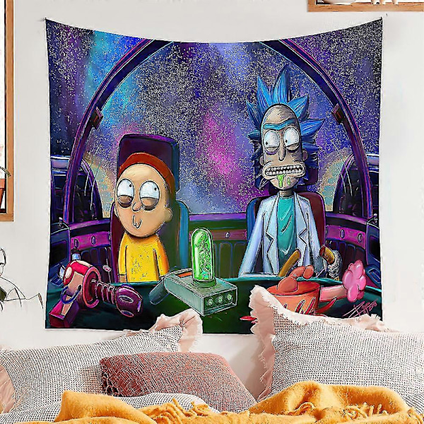 Rick And Morty Tema Gobelin Soveværelse Vægophæng Gobeliner Dekoration B 150*200CM