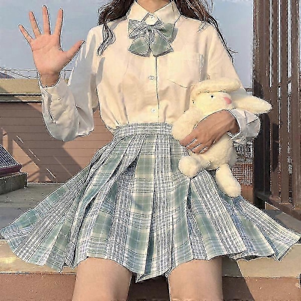 Jk Uniform Täysi Setti Kirjailtu Paita Pliseerattu Hame L Cedar