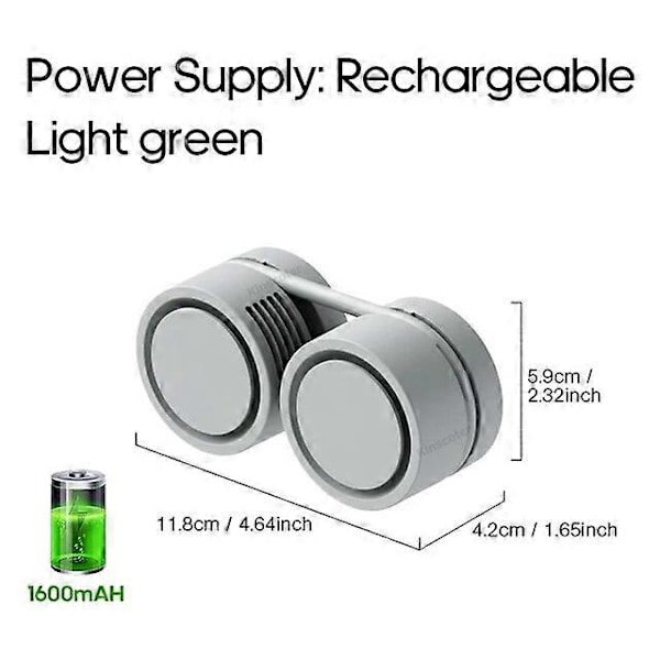 Tehokkaat kädessä pidettävät tuulettimet riippuva kaulatuuletin Power ventilador siivettömät kaulapantatuulettimet kannettava mini-ilmastointilaite USB ladattavat sähkötuulettimet Light Green