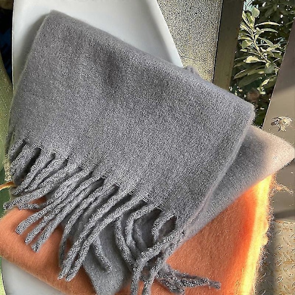Tykt blødt glutinøst mohair tørklæde nyt klein blåt tørklæde dame sjal varmt tørklæde Cloud summer gray