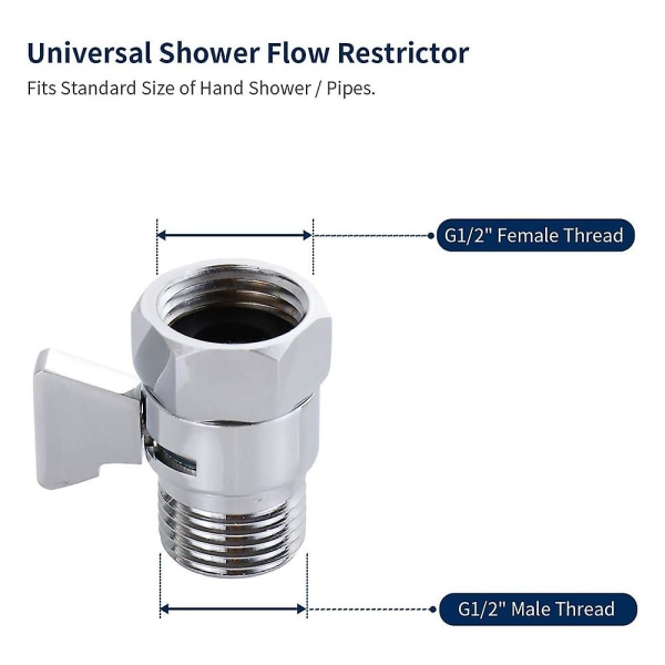 Vandstrømskontrol lukkeventil, justerbar vandtryksregulator af messing til håndbruserhoved og