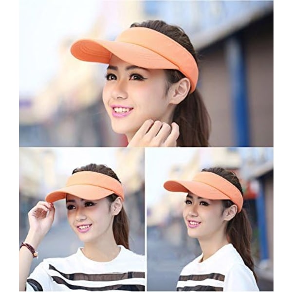 Solskydd i flera färger för kvinnor och damer, lång topp tjockare svettband justerbar hatt för golf Cykling Fiske Tennis Orange