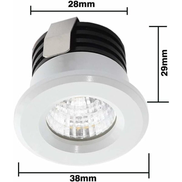 Sæt med 4 Mini LED indbyggede spotlights 3 W Varm hvid, Mini LED spotlight til butiksvinduer, nummerpladebelysning inkl. Separat transformer