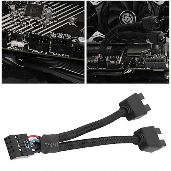Moderkort USB 2.0 9-stifts Header 1 till 2 Förlängningshub Splitter Adapter Konverterare