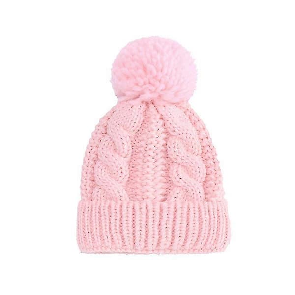 Stickad Vintermössa för Barn, Stickad Babymössa Barn Stickade Mössor U Pink