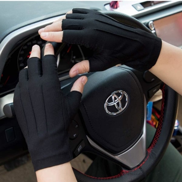 Herr Dam Halvfingerhandskar Touch, Sommar UV-skydd Solhandskar, Cykling Golf Fiske Fingerlösa Handskar För Utomhussporter