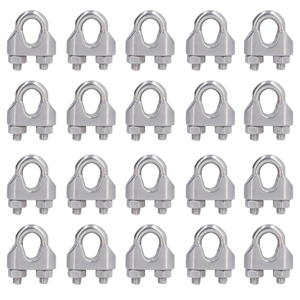 20 stk. rustfrit ståltrådsklemme hardware rigning kabelklemme låseklemme fastgørelseselementer M8(8mm)