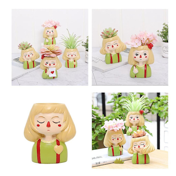 Huvudskulptur Suckulent Kaktus Blomkruka Växtkrukor Heminredning Stil2