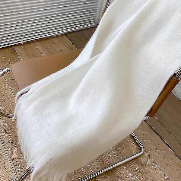 Tykt blødt glutinøst mohair tørklæde nyt klein blåt tørklæde dame sjal varmt tørklæde Milk cream white